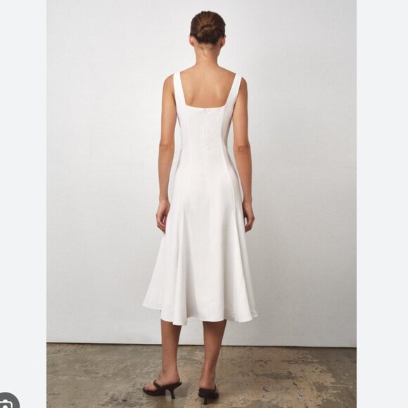 Zara Sleeveless Square Neck Flared Skirt Long Dress NWT White Size Small - Picture 4 of 12
